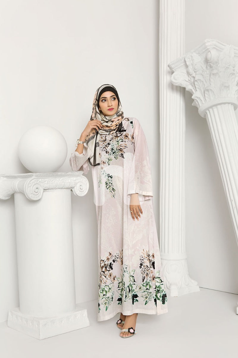 DS19-10 Pink Digital Printed Stitched Lawn Jalabiya - 1PC - Nishat Linen UAE