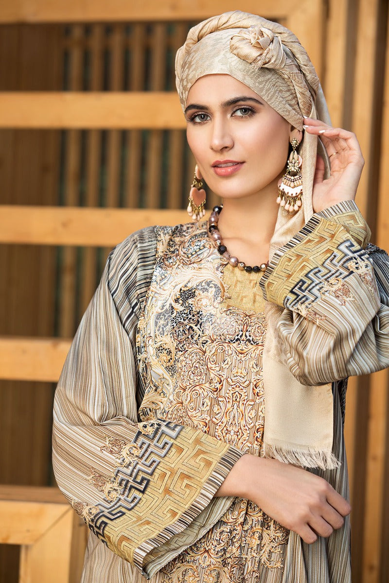 DS19-175 Brown Digital Printed Stitched Lawn Jalabiya - 1PC - Nishat Linen UAE