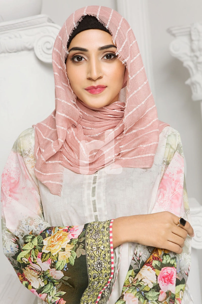 DS19-177 Off White Digital Printed Stitched Lawn Jalabiya - 1PC - Nishat Linen UAE