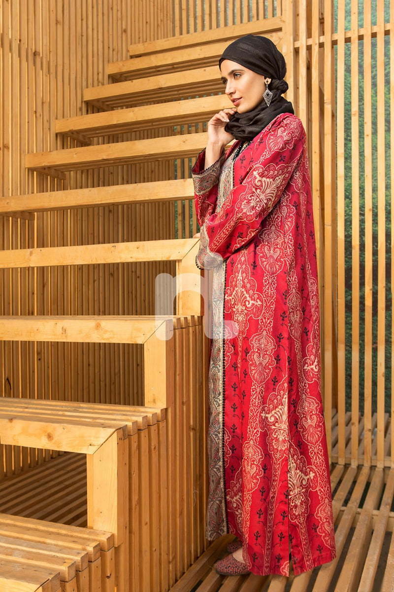 DS19-23 Red Digital Printed Stitched Lawn Jalabiya - 1PC - Nishat Linen UAE