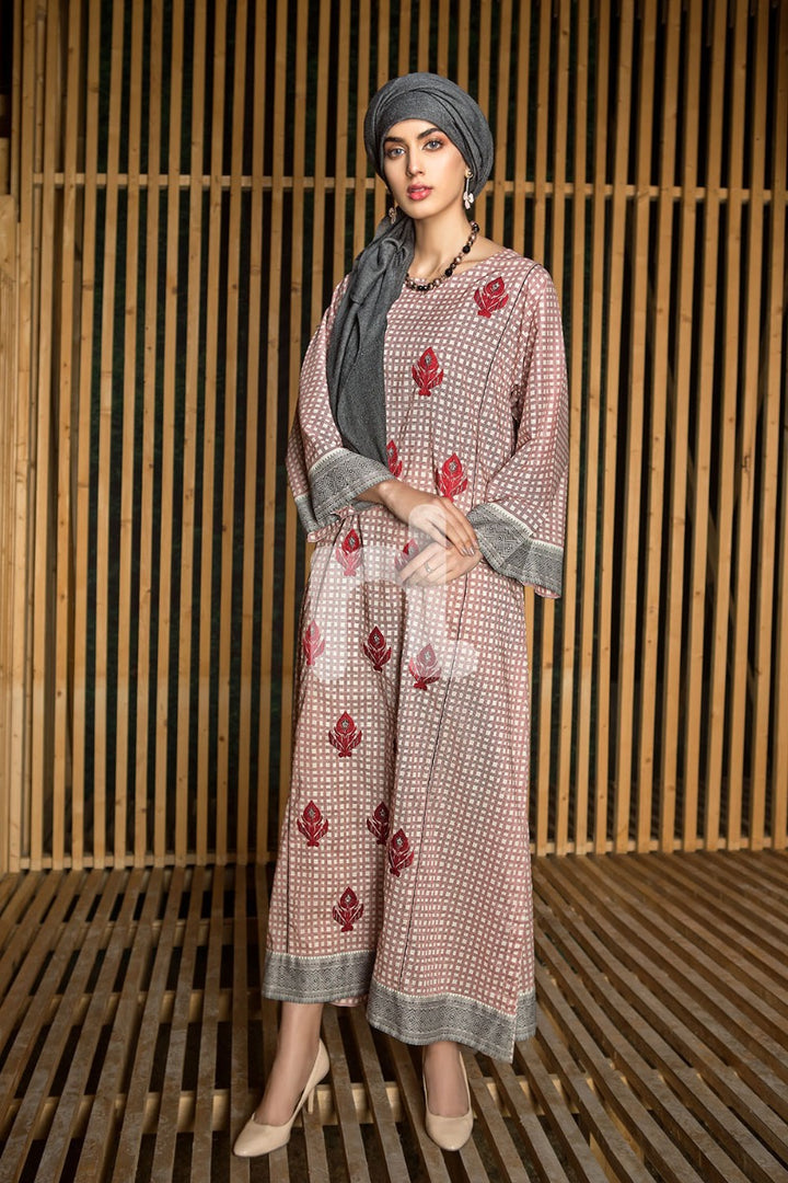 DS19-45 Pink Embroidered Stitched Lawn Jalabiya - 1PC - Nishat Linen UAE