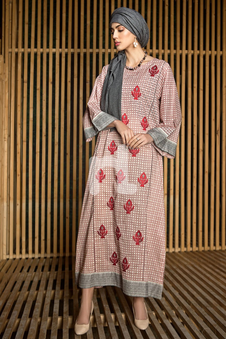 DS19-45 Pink Embroidered Stitched Lawn Jalabiya - 1PC - Nishat Linen UAE