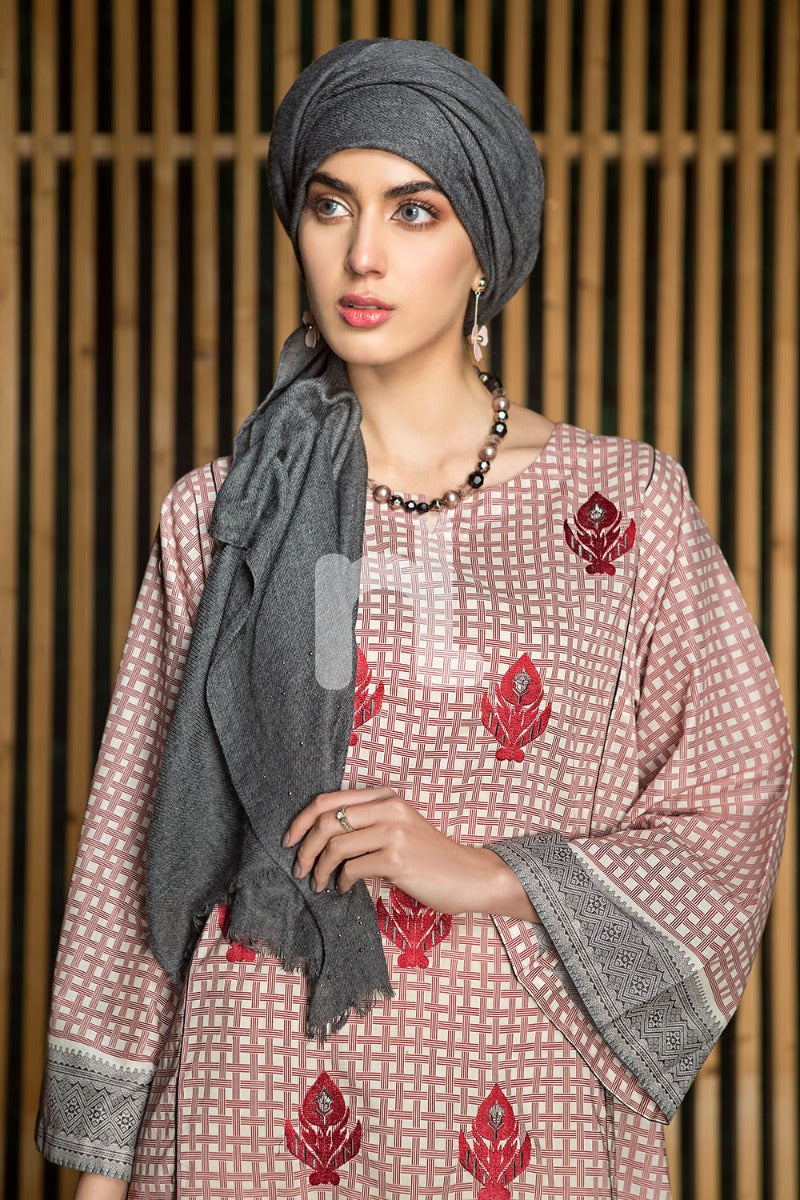 DS19-45 Pink Embroidered Stitched Lawn Jalabiya - 1PC - Nishat Linen UAE