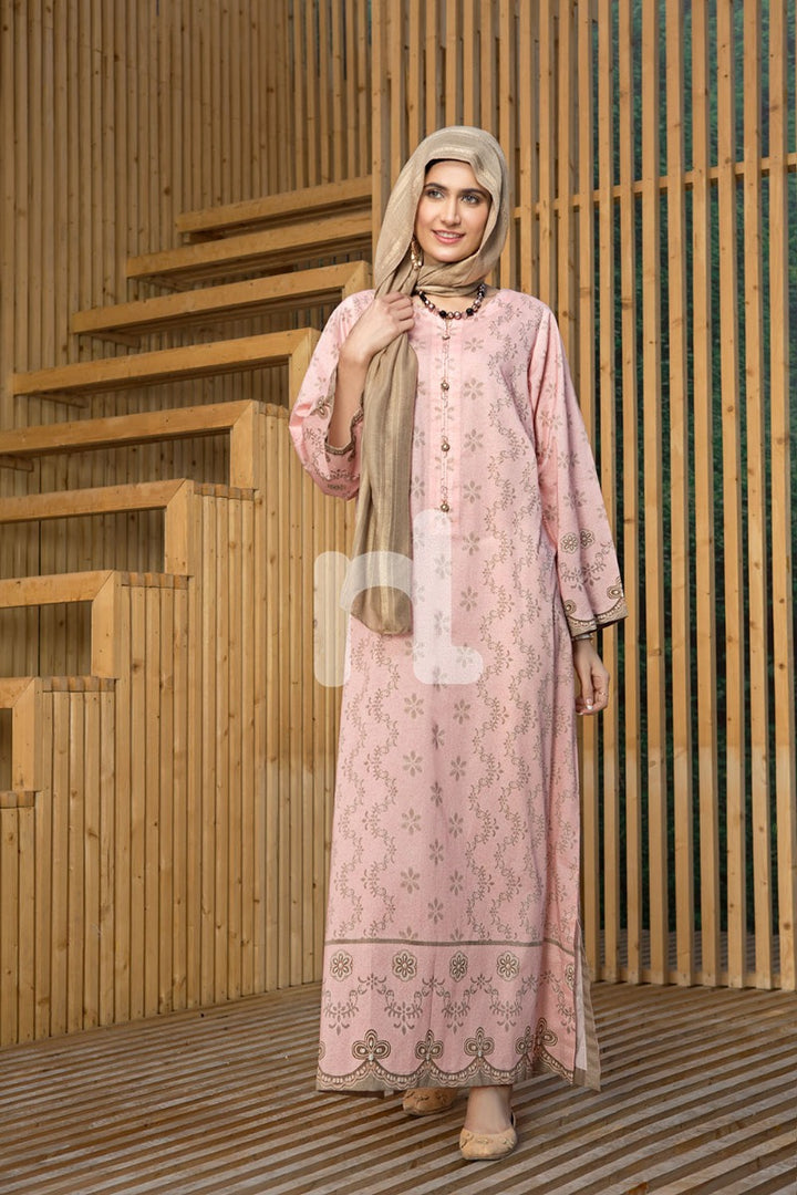 DS19-46 Pink Stitched Lawn Jalabiya - 1PC - Nishat Linen UAE