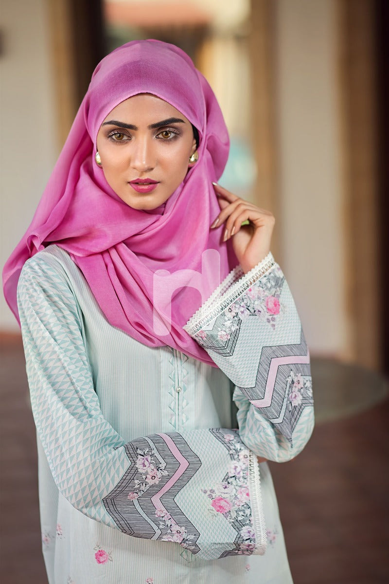 DS19-53 Blue Digital Printed Stitched Jalabiya - 1PC - Nishat Linen UAE