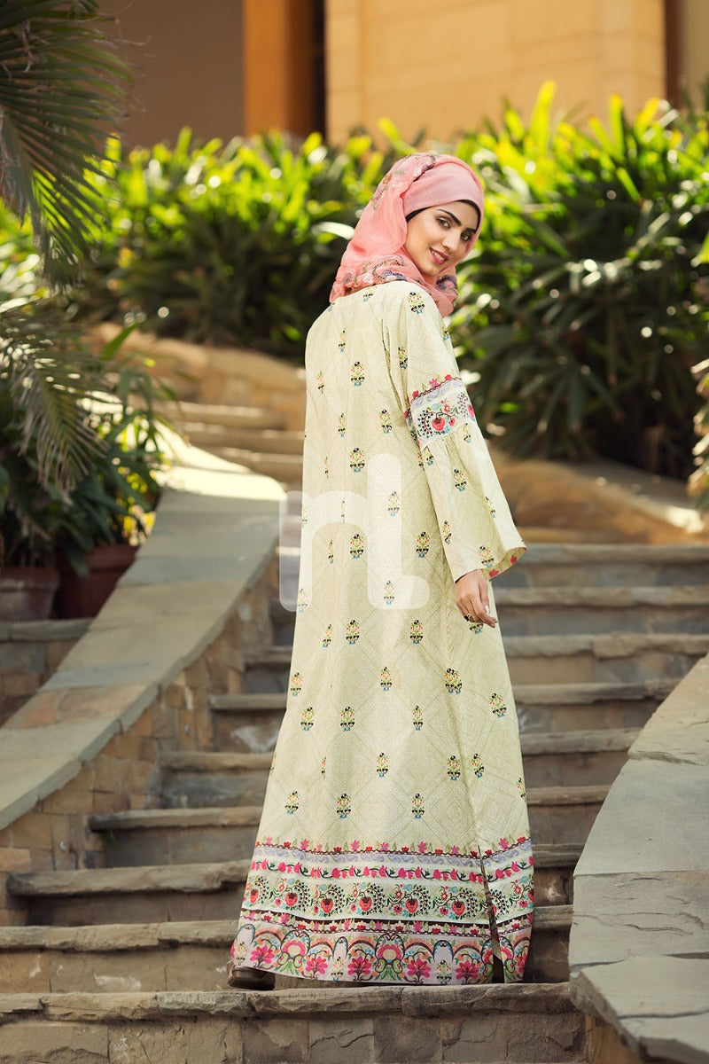 DS19-59 Green Digital Printed Stitched Jalabiya - 1PC - Nishat Linen UAE