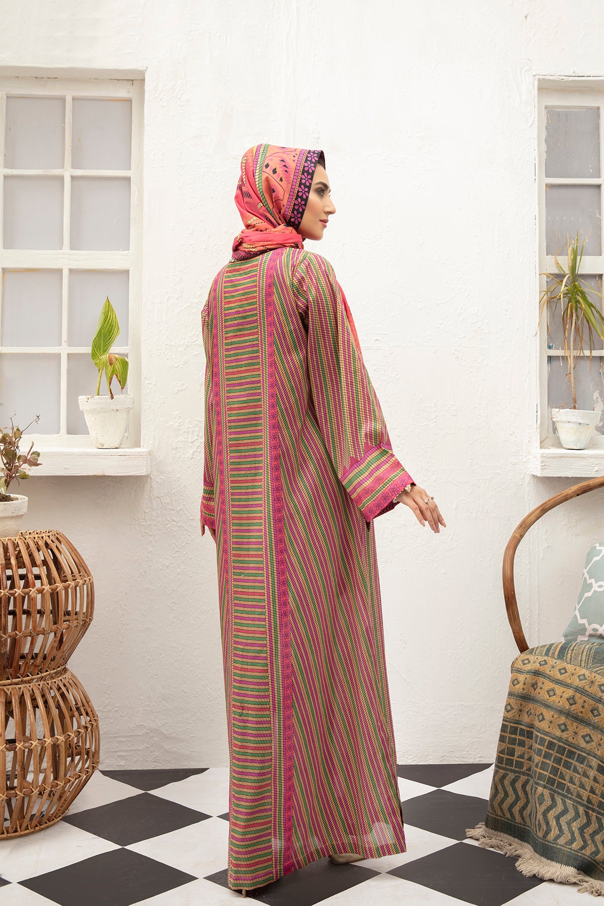 DS21-91- Digital Lawn Stitched Fustaan  With Mask 2PC