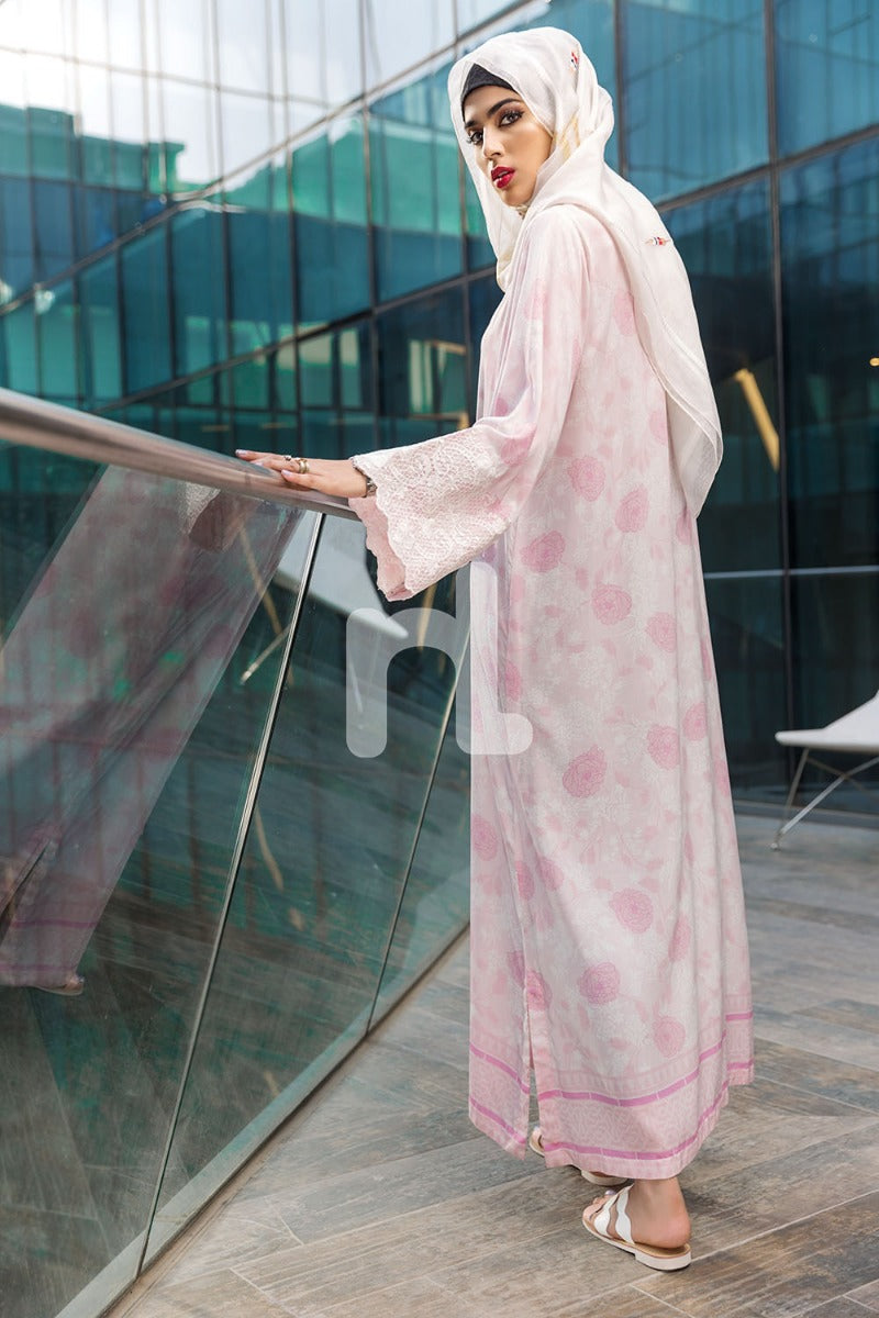 DSW19-34 Pink Digital Printed Stitched  Jalabiya – 1PC - Nishat Linen UAE