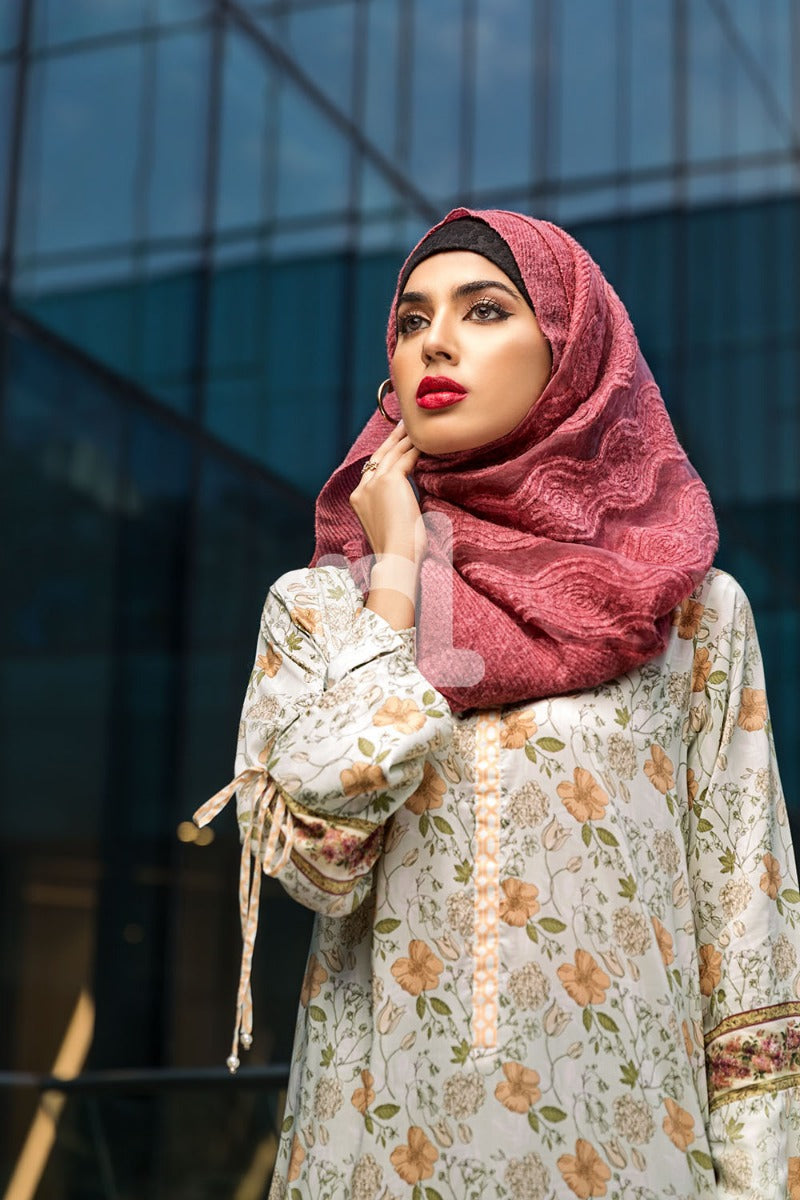 DSW19-39 Peach Digital Printed Stitched  Jalabiya – 1PC - Nishat Linen UAE