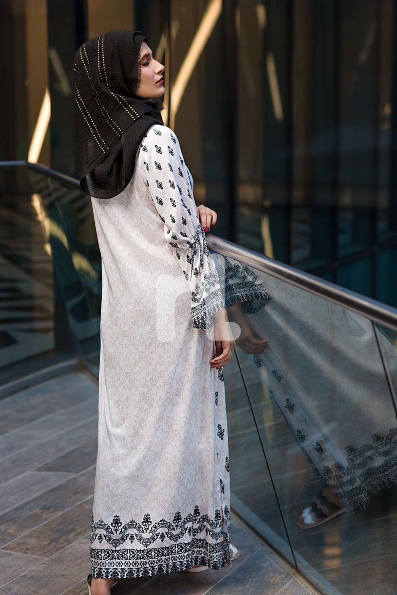 DSW19-52 Off White Digital Printed Stitched Lawn Jalabiya – 1PC - Nishat Linen UAE