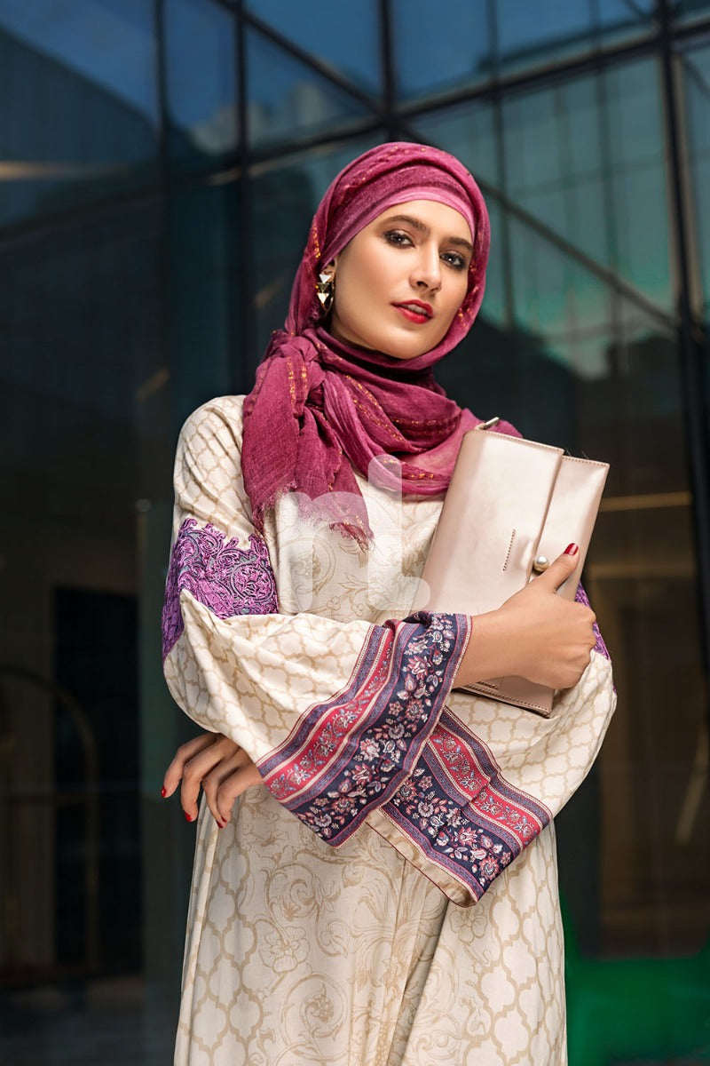 DSW19-67 Beige Digital Printed Stitched Lawn Jalabiya - 1PC - Nishat Linen UAE