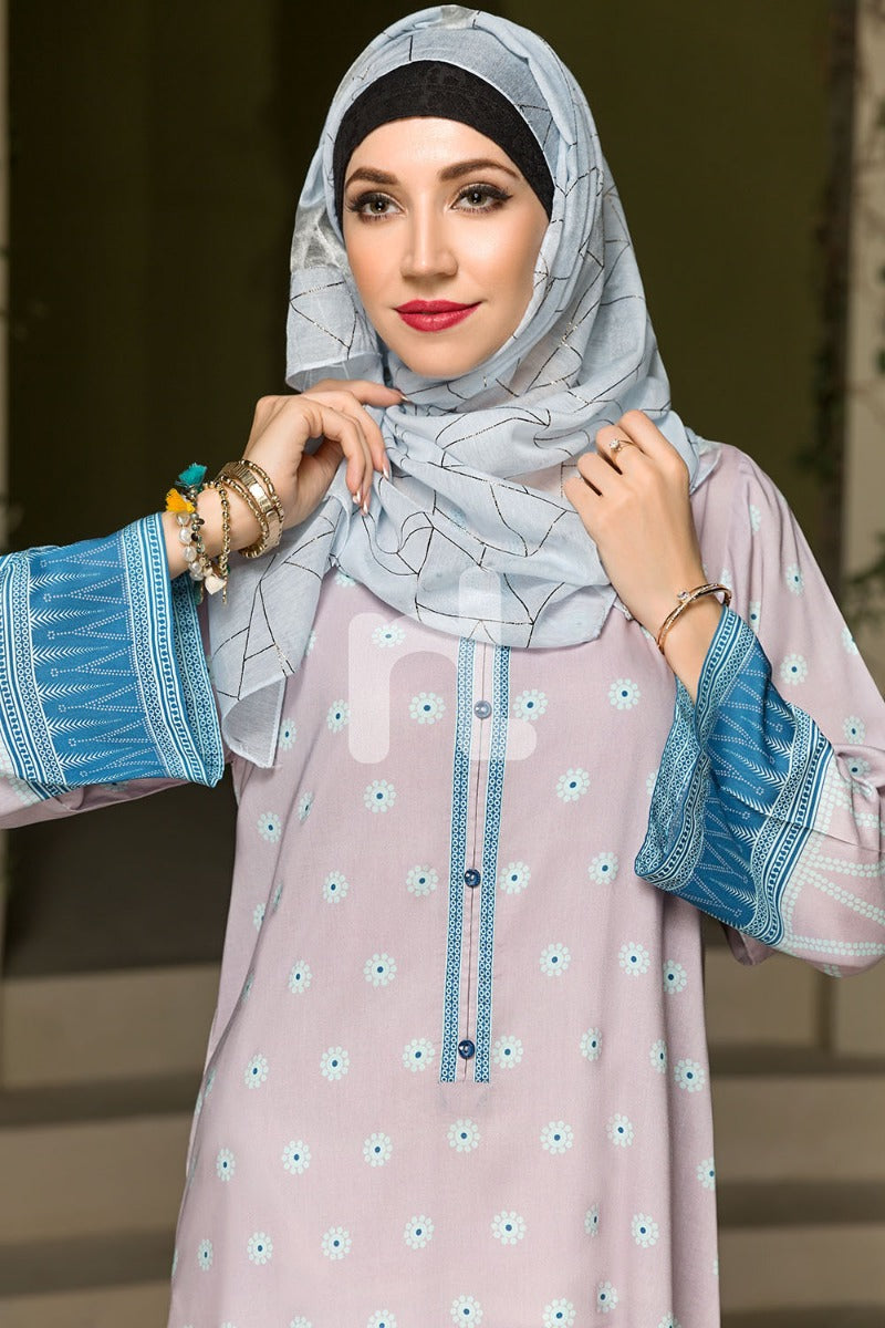 DSW19-80 Pink Digital Printed Stitched Lawn Jalabiya - 1PC - Nishat Linen UAE