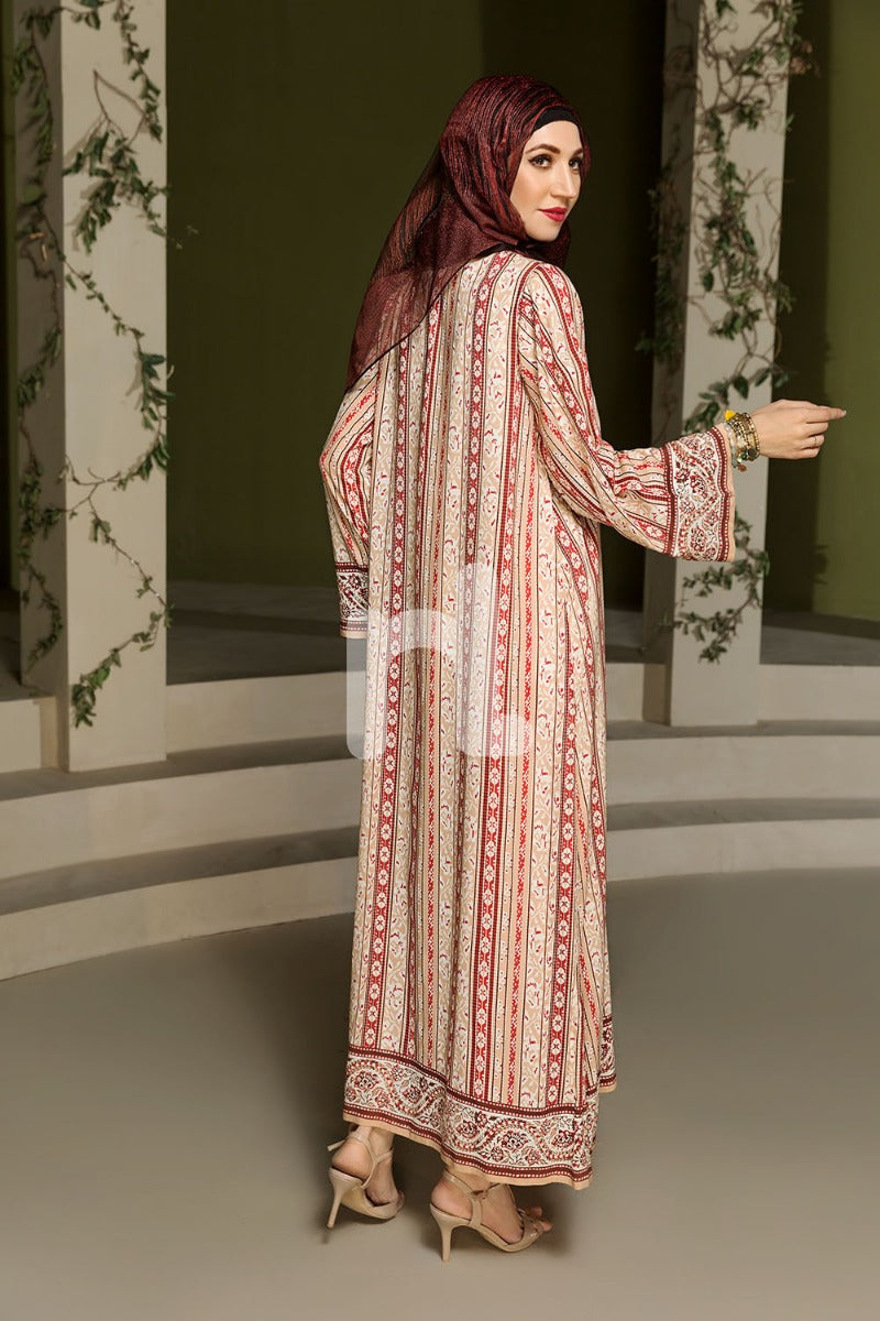 DSW19-84 Peach Digital Printed Stitched  Jalabiya – 1PC - Nishat Linen UAE