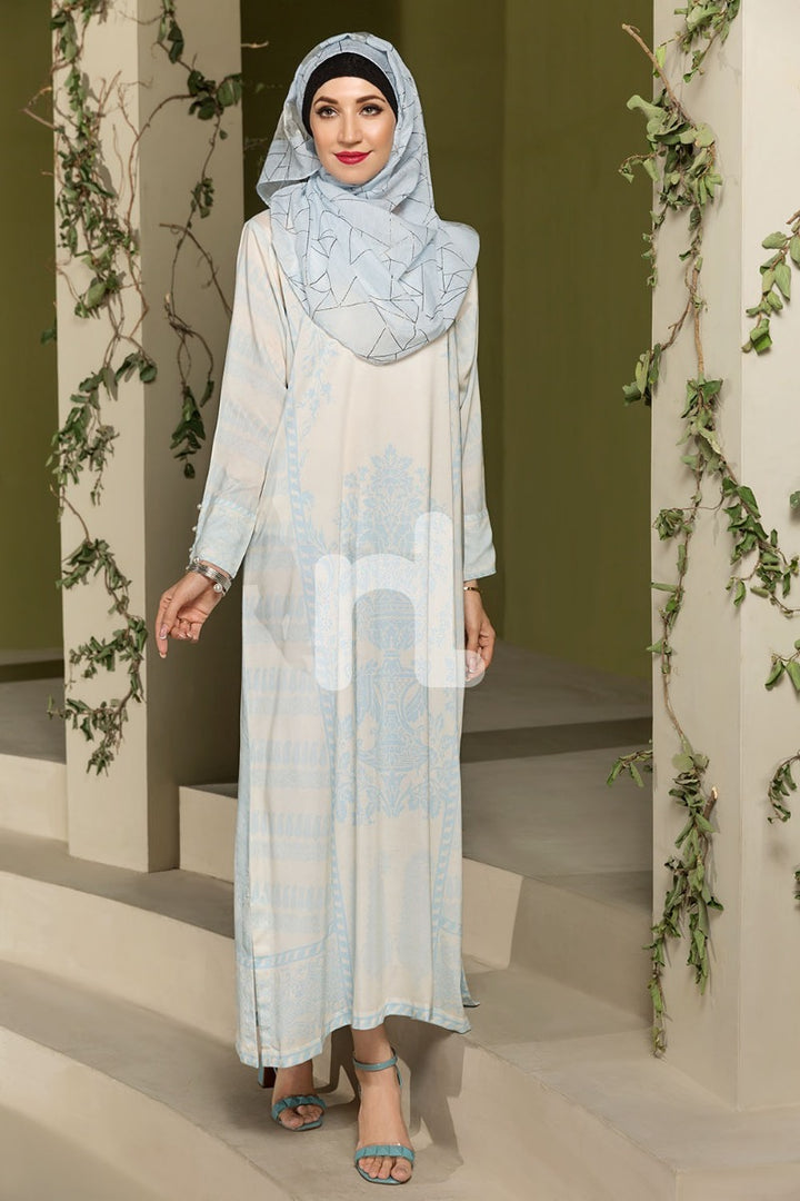 DSW19-91 Peach Digital Printed Stitched  Jalabiya – 1PC - Nishat Linen UAE