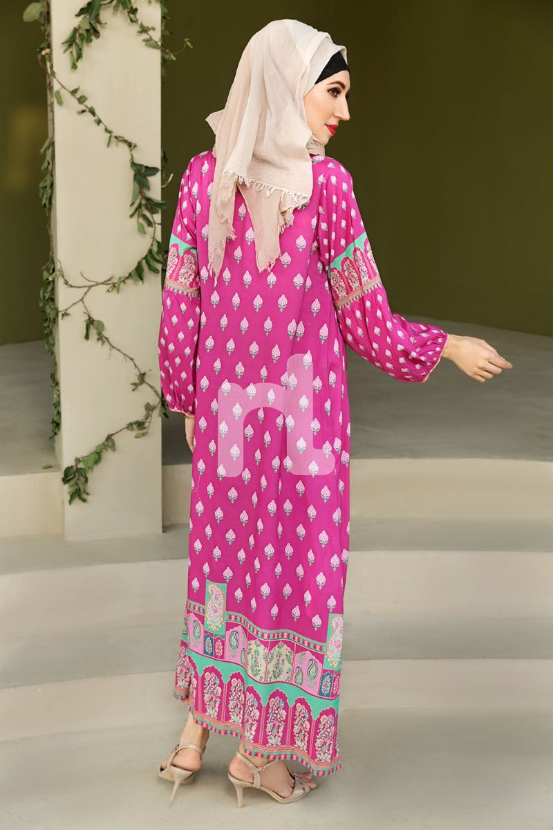 DSW19-94 Pink Digital Printed Stitched  Jalabiya – 1PC - Nishat Linen UAE