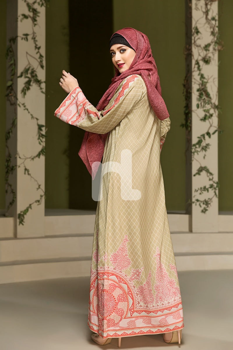 DSW19-95 Green Digital Printed Stitched  Jalabiya – 1PC - Nishat Linen UAE
