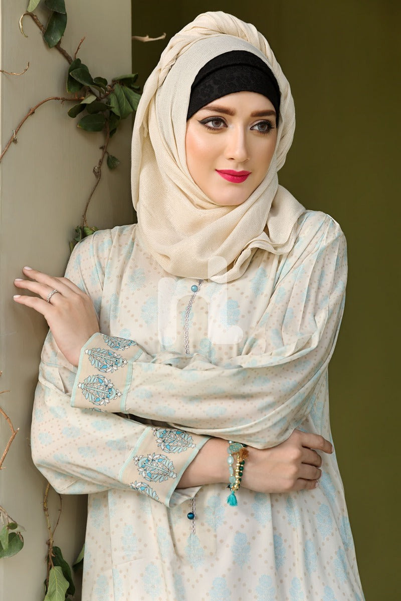 DSW19-96 Peach Digital Printed Stitched  Jalabiya – 1PC - Nishat Linen UAE