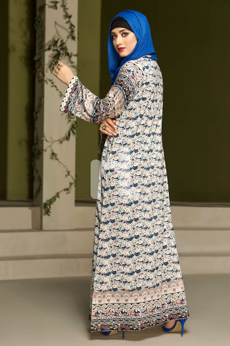 DSW19-97 Blue Digital Printed Stitched  Jalabiya – 1PC - Nishat Linen UAE