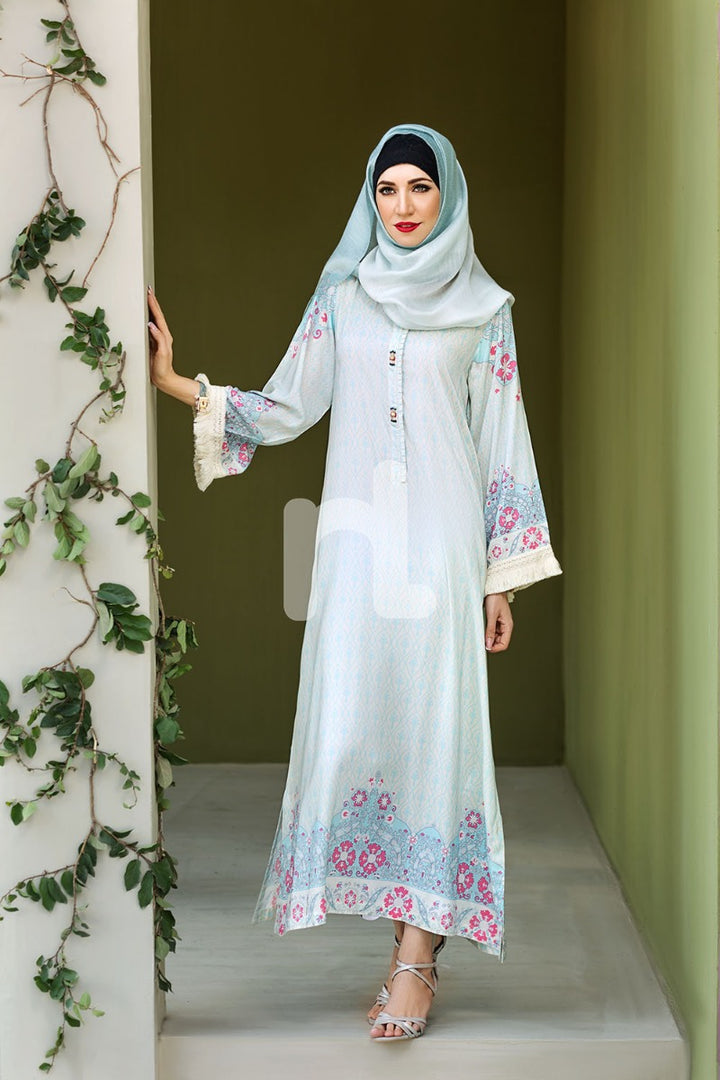 DSW19-99 Blue Digital Printed Stitched  Jalabiya – 1PC - Nishat Linen UAE