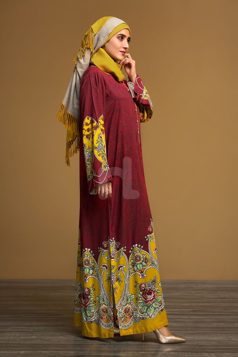 DW19-38 Red Printed Stitched Jalabiya – 1PC - Nishat Linen UAE