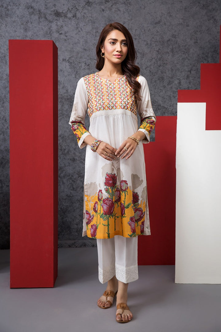 PE20-06 Printed Embroidered Stitched Shirt - 1PC - Nishat Linen UAE
