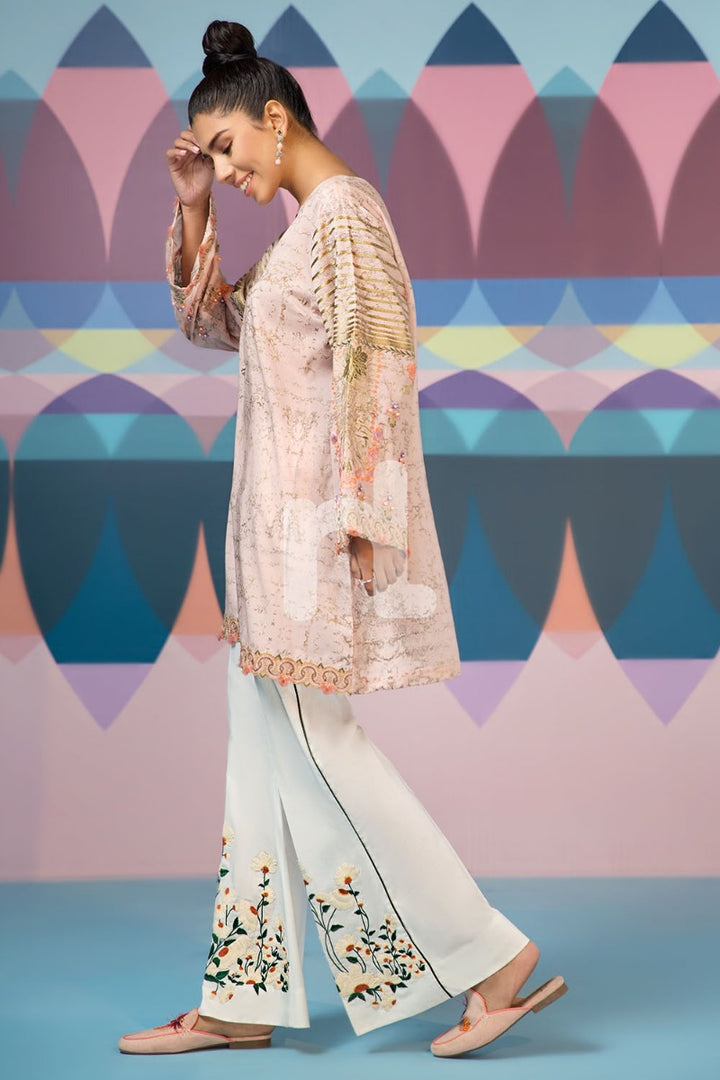 PS19-49 Peach Digital Printed Embroidered Stitched Lawn Shirt - 1PC - Nishat Linen UAE
