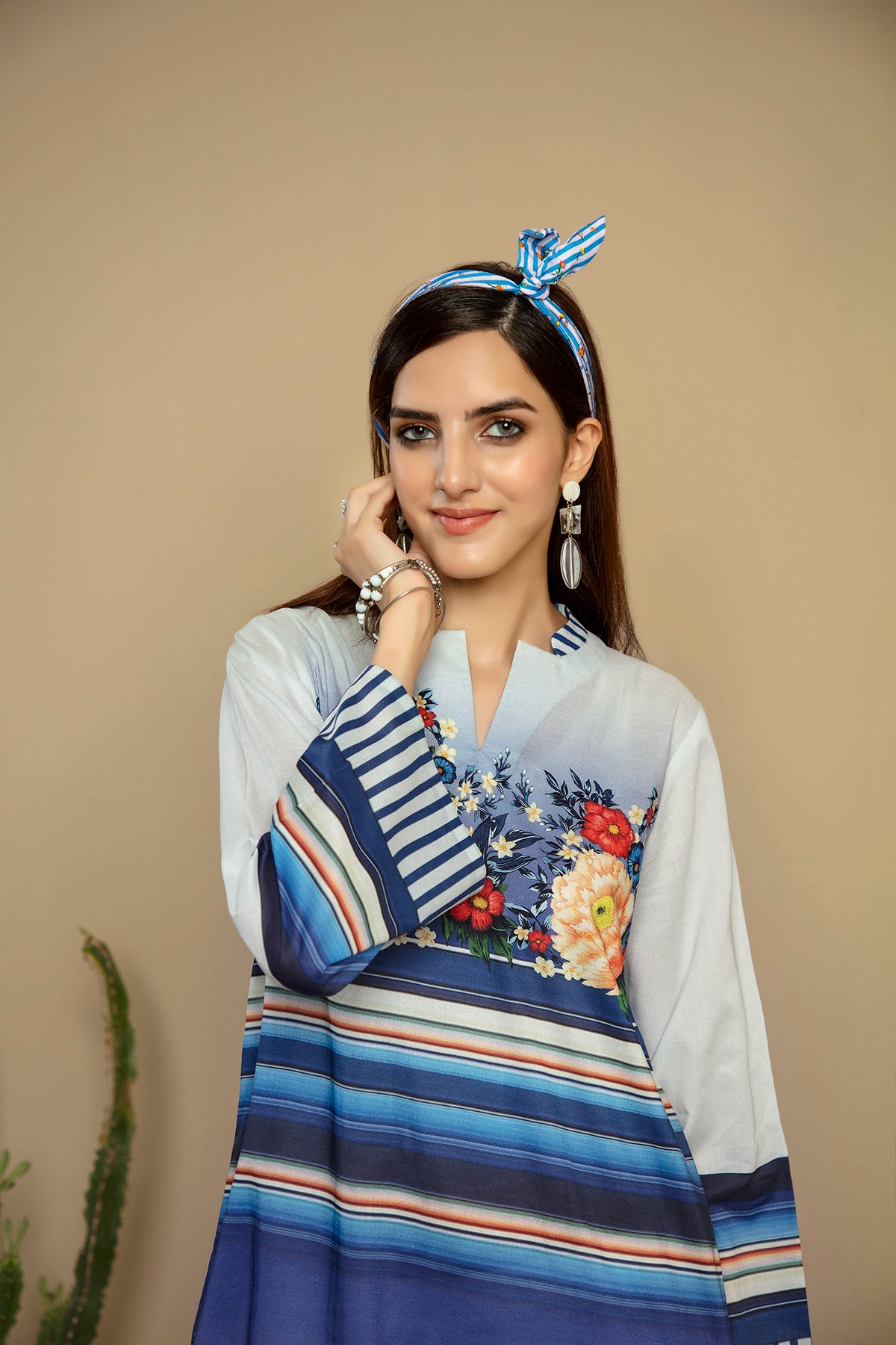 PS20-191-Printed Shirt With Compliment Neckline-1PC