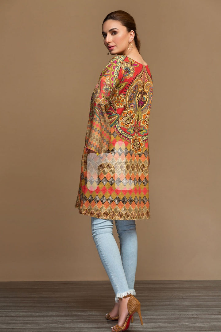PW19-10 Brown Digital Printed Stitched Cotton Karandi Shirt - 1PC - Nishat Linen UAE