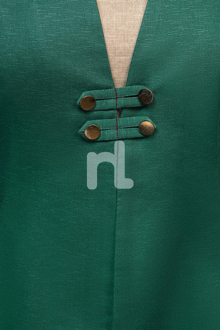 PW19-205 Green Dyed Embroidered Stitched Slub Jacket - 1PC - Nishat Linen UAE